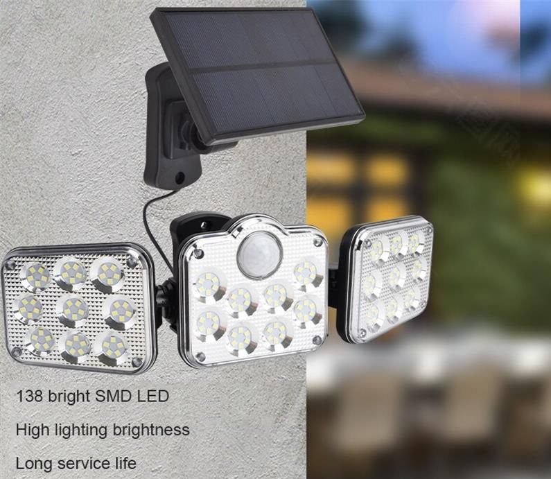 Three-head LED Solar Motion Sensor Wall Light (7 1)